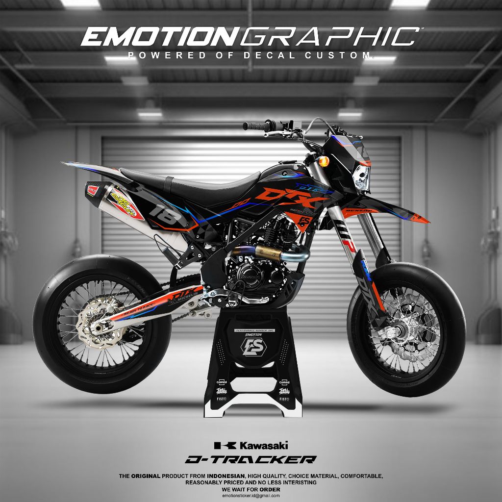 DECAL STIKER DTRACKER - KLX BF - GORDONS - CRF -WR - FULLBODY MIX OREN FLUO