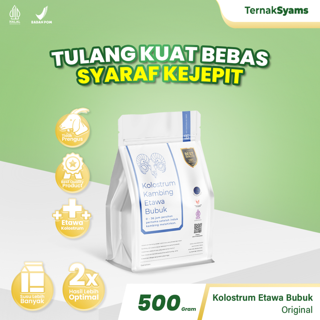 

Ternak Syams Premium Susu Kambing Etawa Kolostrum Bubuk 500 gram Asli Natural Original Premium Colostrum Etawa Goat Milk Powder Drink rekomendasi dokter viral terbaik untuk pemulihan pengobatan alternatif alami saraf kejepit imunitas kesehatan lansi