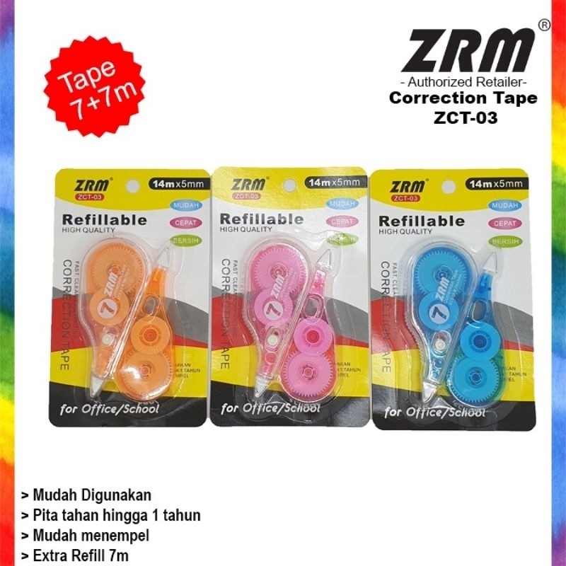 

ZRM Correction Tape + Refill Pack / Tip x + Isi ZCT-03