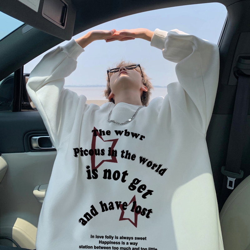 Sweater Pria keren Oversize Hitam Dewasa Cotton Combed Korean Style Epidemic Atasan Kekinian C211