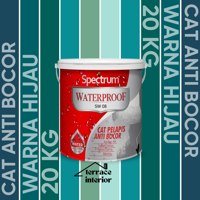 Cat Pelapis Anti Bocor Spectrum Waterproof Warna Tosca 20 KG