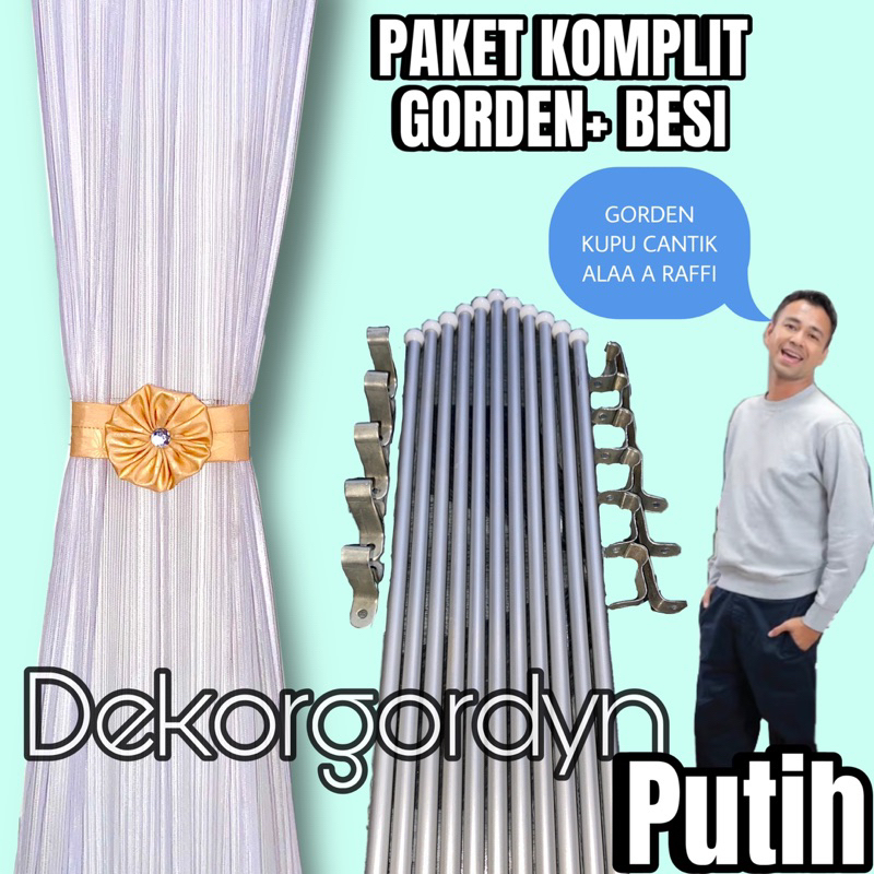 Gorden jendela kupu kupu spiral polos minimalis fullset satu set besi siap pakai