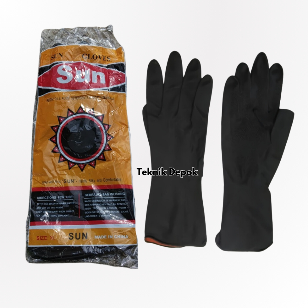 Sarung Tangan Karet Sun Panjang 30 cm Pelindung Tangan Safety Gloves Rubber Sarung Tangan Petugas Ke