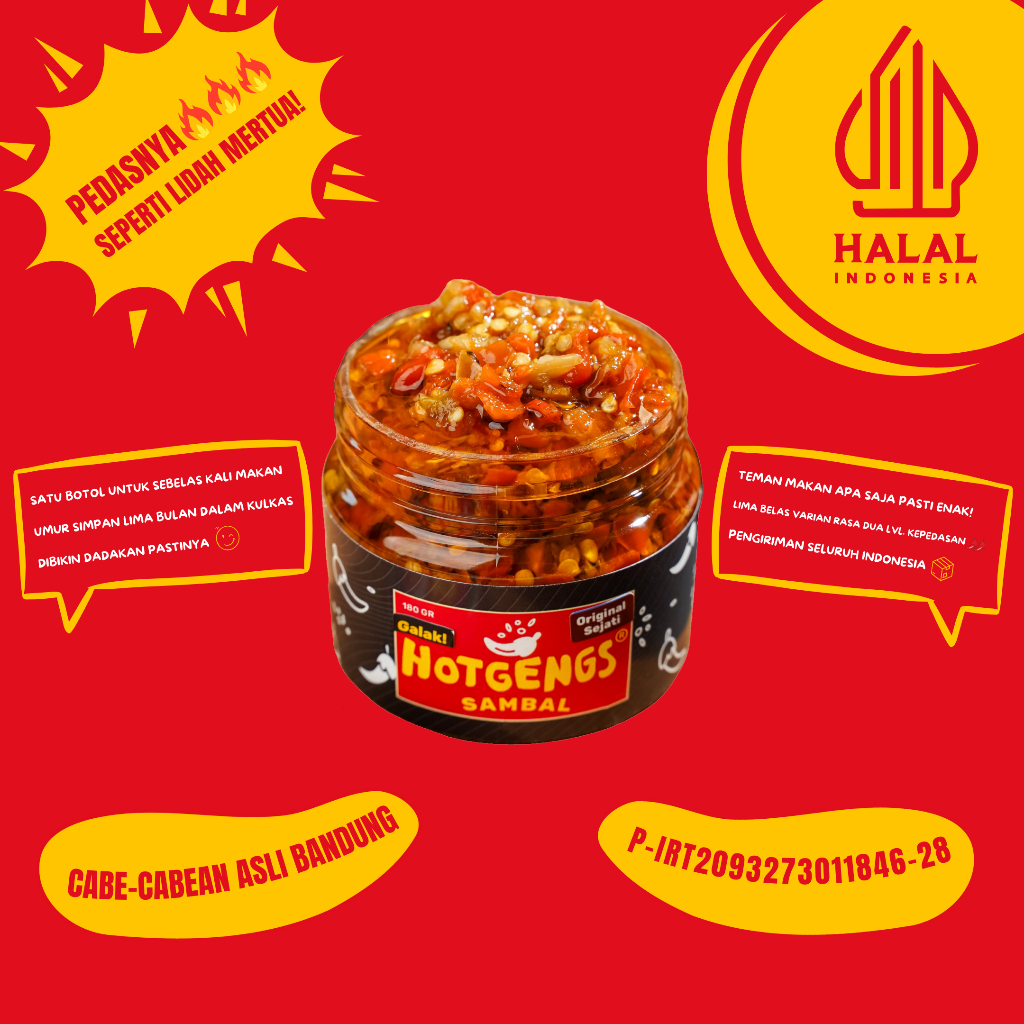 

Sambal Hotgengs - Sambal Bawang ORIGINAL SEJATI 170 Gram. Sambel Pedas Homemade