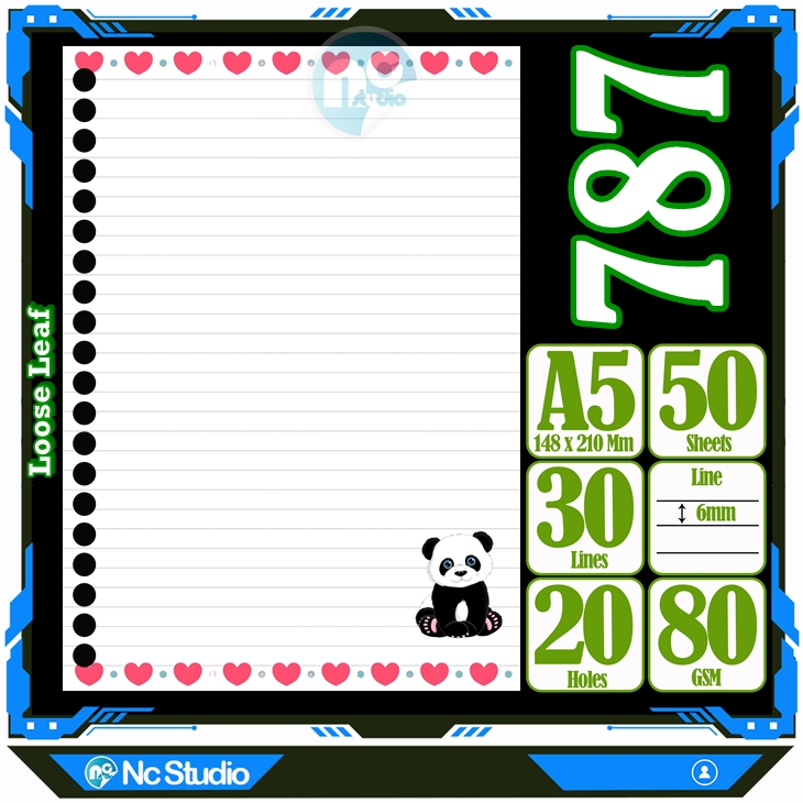 

Loose leaf Kertas binder A5 Isi 50 Lembar Polos karakter Love lucu kucing hello kitty My melody Cute Buku Refil isi ulang Repil Vol-9