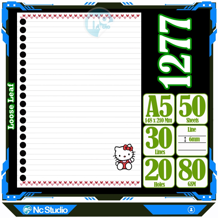 

Loose leaf Kertas binder A5 Isi 50 Lembar Polos karakter Love lucu kucing hello kitty My melody Cute Buku Refil isi ulang Repil Vol-23