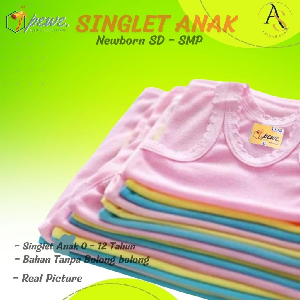 1 Lusin Singlet Anak Perempuan Kaos dalem anak Tanpa Bolong Bolong - Kaos dalam anak singlet newborn
