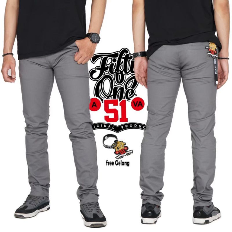 Celana panjang chinos pria terbaru original Fifty one denim