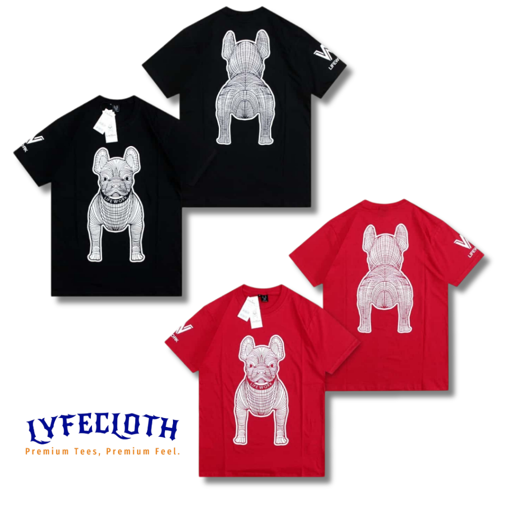LIFEWORK RADOG T-SHIRT KAOS PRIA WANITA KAOS KATUN KOMBAT 30s KAOS GUGUK HITAM MERAH KAOS UNISEX ADE