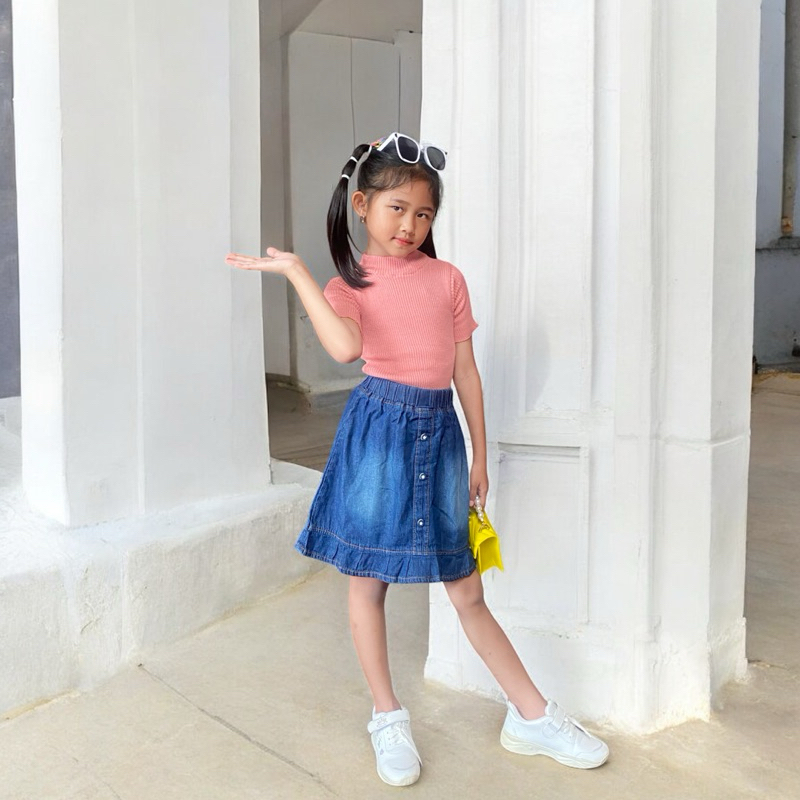 ROK JEANS PENDEK ANAK PEREMPUAN- ROK REMPEL ANAK - JEANS ANAK PEREMPUAN 3-6 TAHUN - ROK JEANS PENDEK