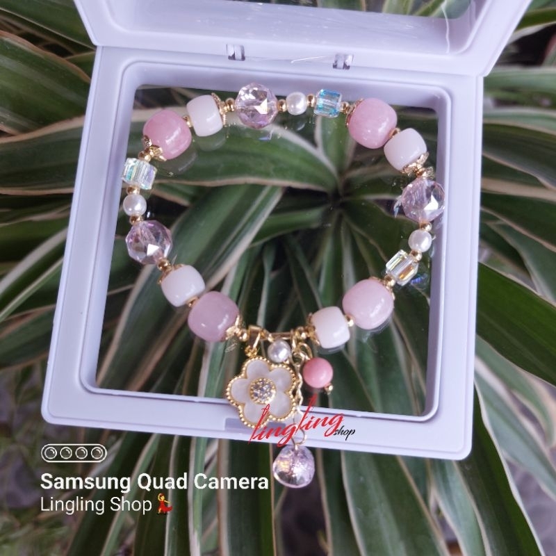 New COD gelang batu kristal bunga, gelang box