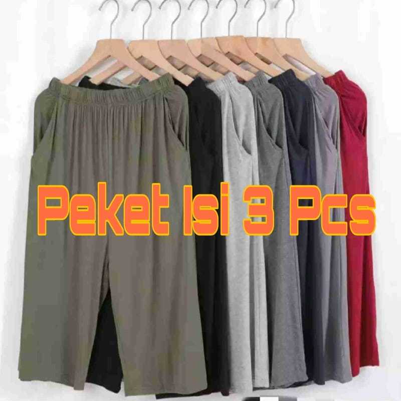 PAKET ISI 3 PCS CELANA PENDEK WANITA SANTAI JUMBO  BAHAN KAOS RAYON /CELAMIS DALAMIS  SELUTUT RUMAHA