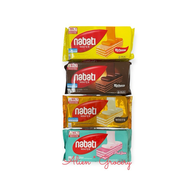 

PROMO!!!! NABATI Richeese Wafer Cheese Chocolate Coklat Goguma Ubi Pink Lava White 122gr