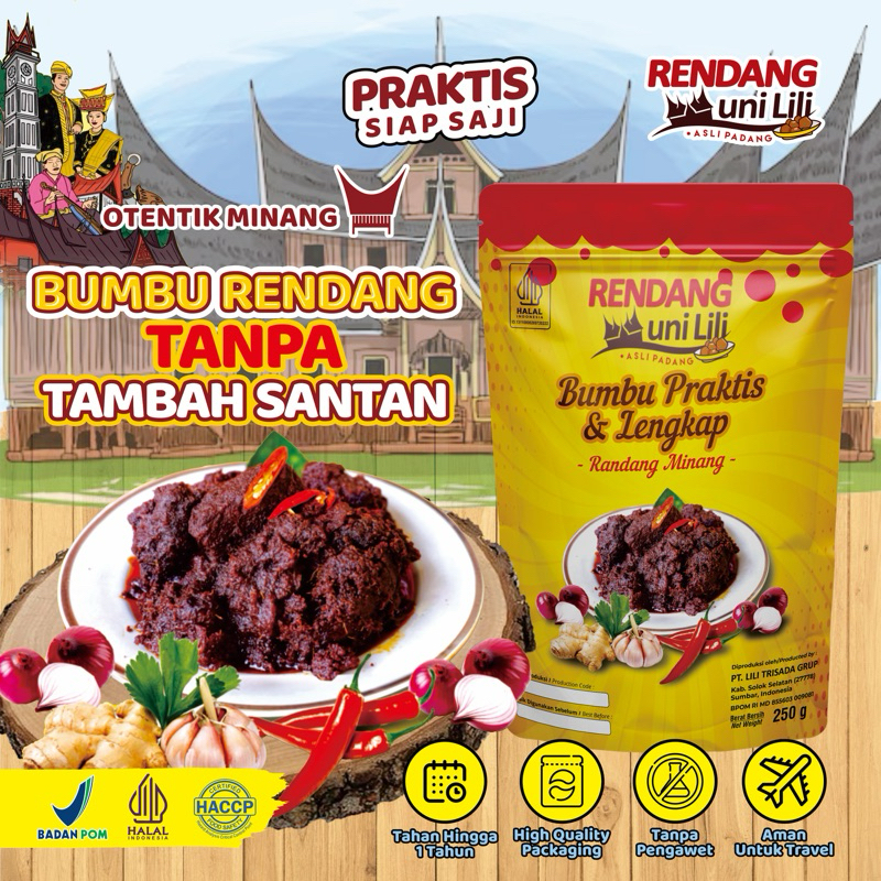 

Bumbu Rendang Instan TANPA TAMBAH SANTAN - Rendang uni lili Bumbu Rendang Praktis & Lengkap utk 500-700gr Daging Rendang Uni Lili BUMBU INSTAN