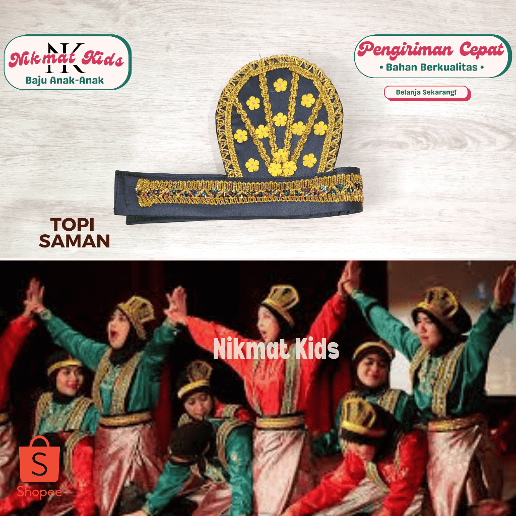 Topi tari saman topi saman topi aceh topi adat asesoris tari untuk kepala perempuan tradisional