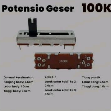 potensio geser 3,5 cm kaki 3 - 3 B100K setereo