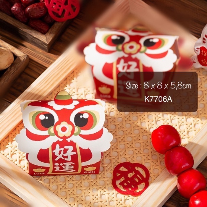 

Kotak Kecil Barongsai Satuan | Dus Imlek| K7706 | Box Sincia CNY Serbaguna Gift K77