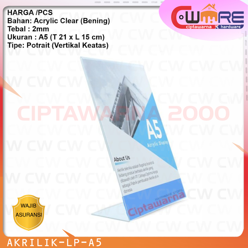 

Tempat Brosur Tent Holder Tent Card Akrilik Display Ukuran A5