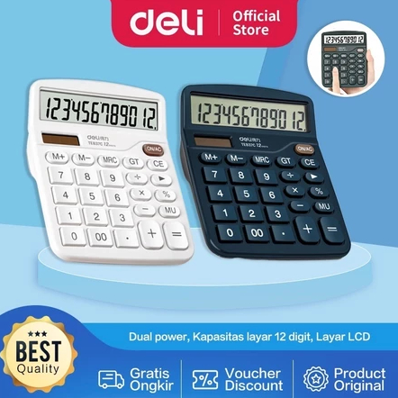 

Deli Desktop Calculator / Kalkulator Meja 12 Digit Dual Power Layar LCD TE837C Kalkulator Tahan Lama