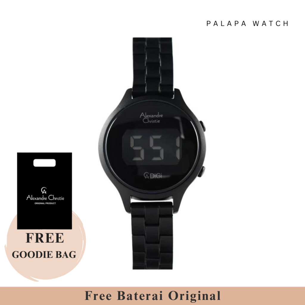 Jam Tangan Wanita Alexandre Christie AC 9379 / AC9379  Digital Rantai Original
