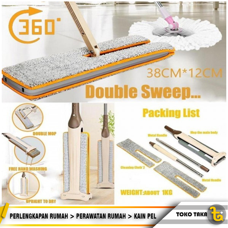 Alat Pel Lantai Modern 2sisi Fleksibel Simple dan Praktis SPIN MOP - 360 SPIN AUTOMATIC SQUEEZE MOP 