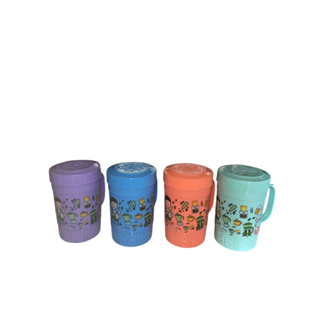 [12PCS]Eliza Mug plastik karakter/gelas plastik tutup krat/ mug tutup putar 1Liter warna warni/Gelas