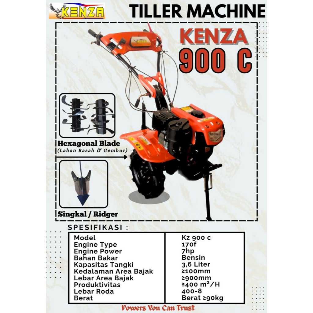 Mesin Traktor Mini Cultivator Bajak Mini Kenza 900 C