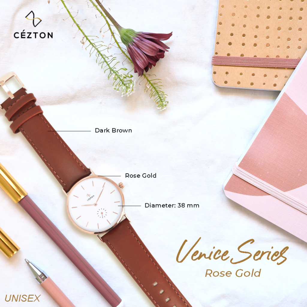 VENICE SERIES Rose Gold | Jam Tangan Unisex Pria Wanita Cezton