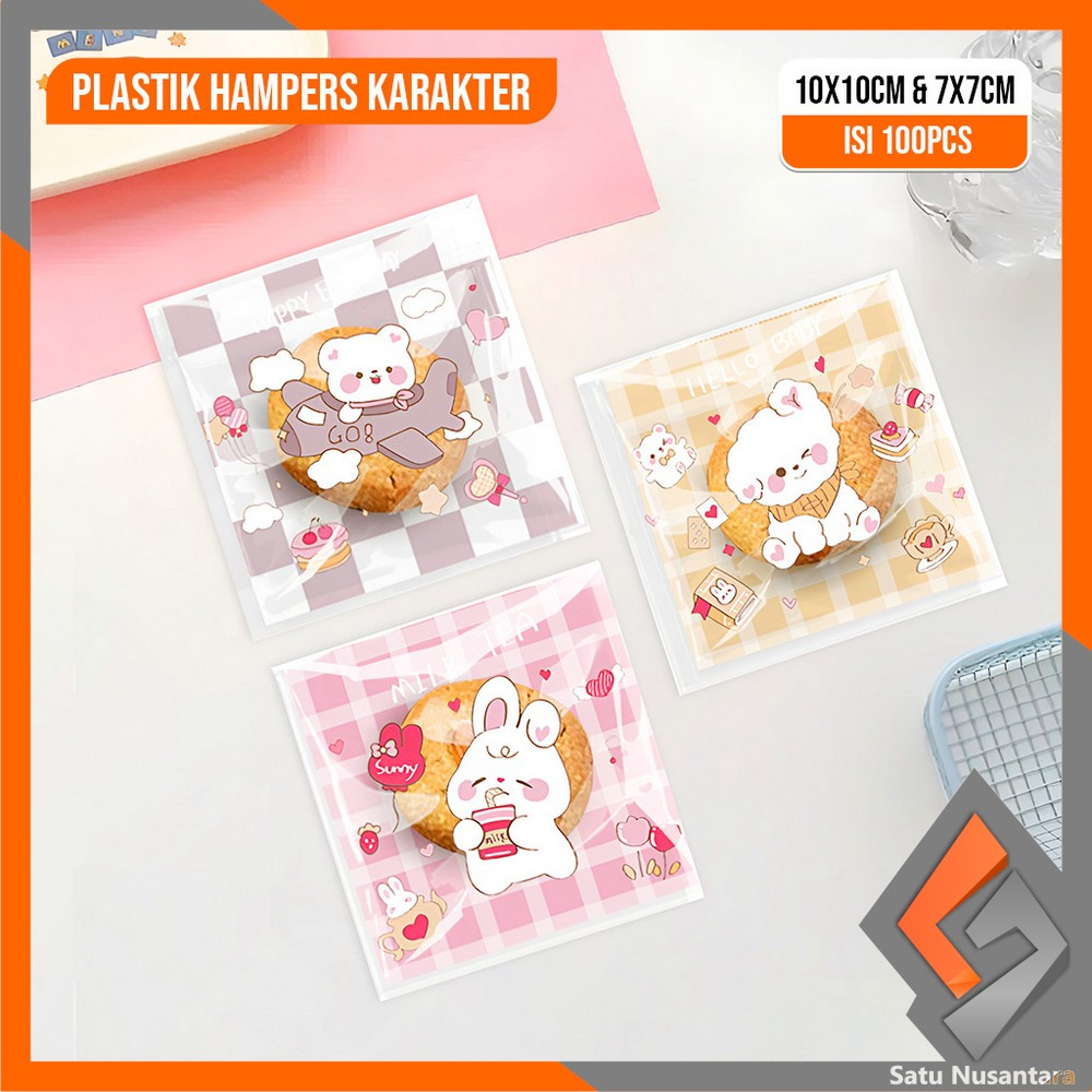 

SN-C1086 Plastik Coockies 10x10cm 7x7cm Bunny Isi 100pcs Pembungkus Permen Souvenir / Plastik Kue Biskuit Plastik Hampers Karakter