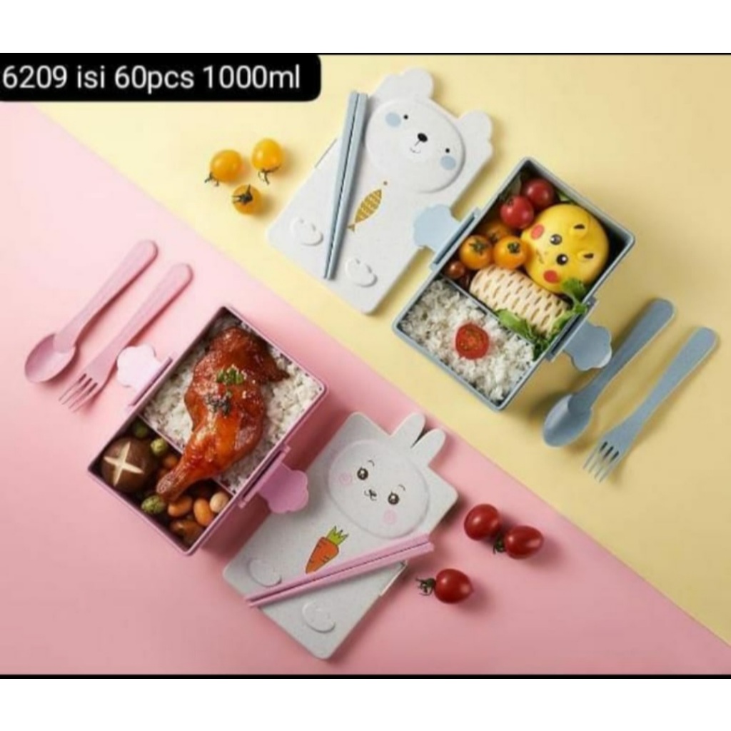 LUNCH BOX KOTAK BEKAL MAKAN ANAK KARAKTER KELINCI INC. SENDOK GARPU