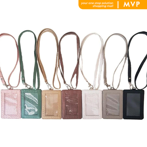 

MVP Name Tag Kulit Croco ID Card Holder Crocodile Kulit Lanyard PU Leather