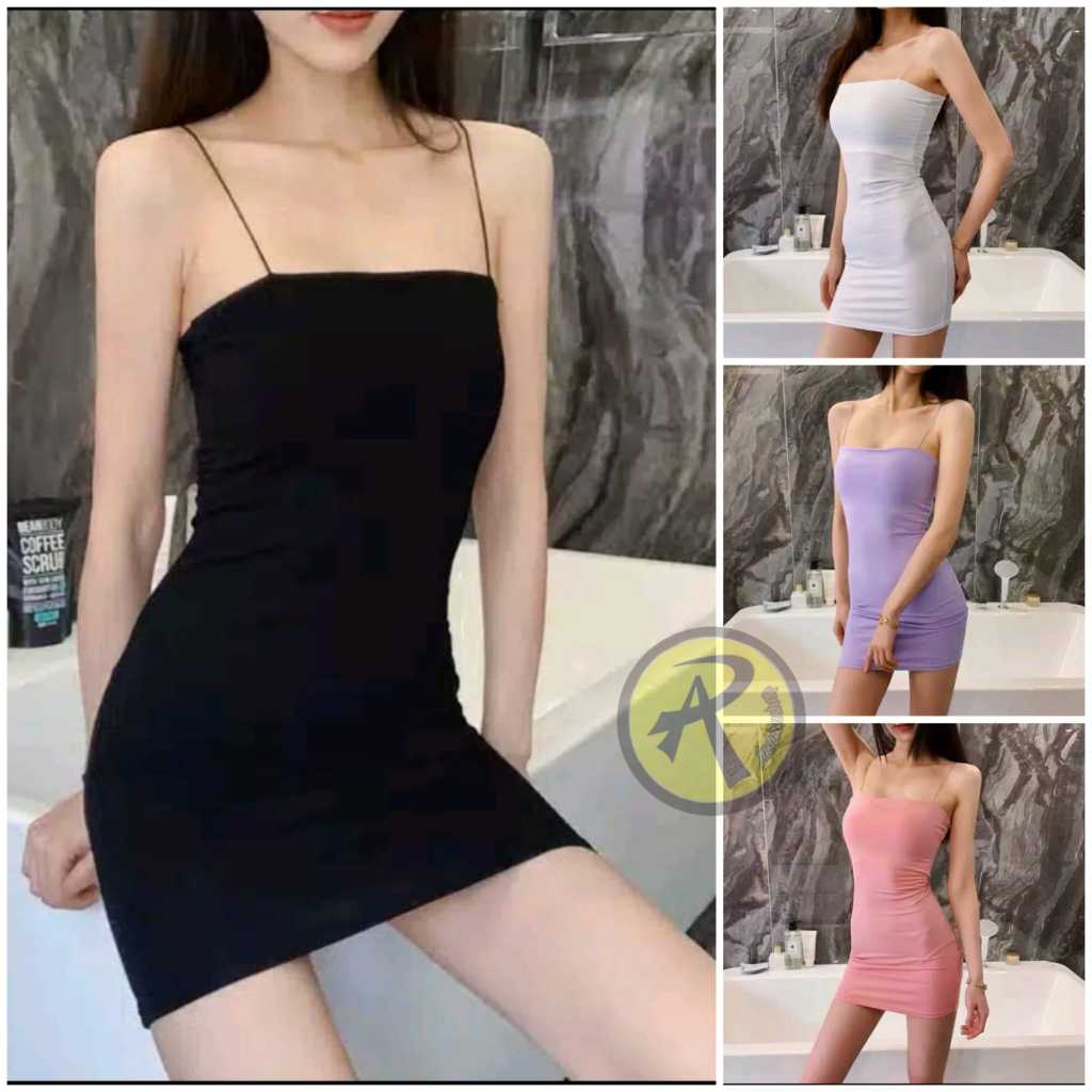 CUCI GUDANG HOT SALE Mini Dress Sexy Tali Bodycon Dress Ketat Tanktop Panjang Dress Korean Style