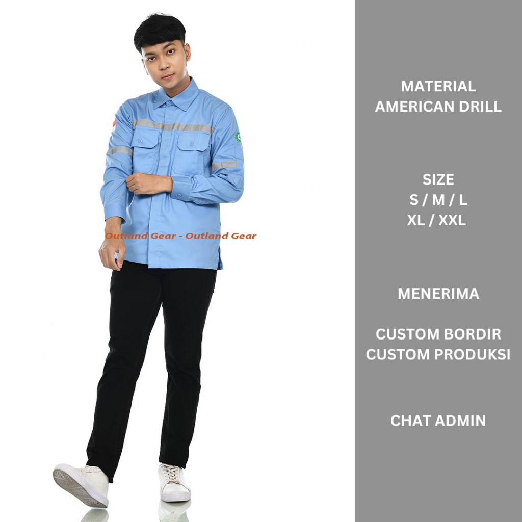 Baju Kemeja Wearpack Werpak Safety K3 Lengan Panjang Seragam Kerja Tambang Bisa Custom Bordir Warna 