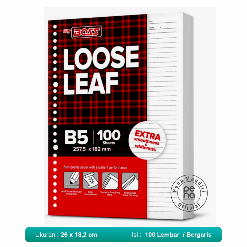 

Loose Leaf B5 isi 100 lembar GARIS BIG BOSS