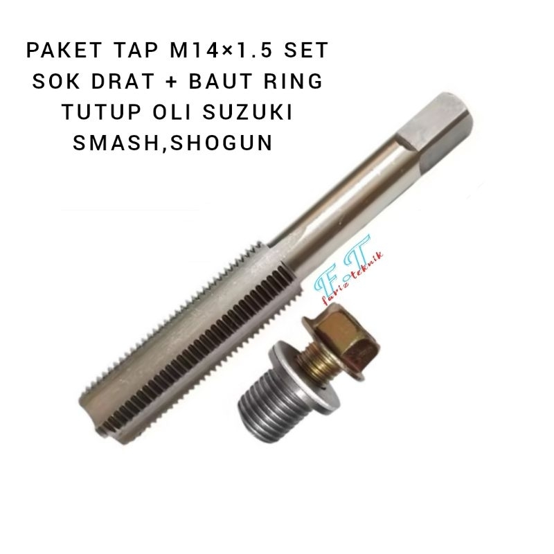 Tap set sok drat set baut tutup oli mesin bawah motor suzuki smash shogun drat baut 14