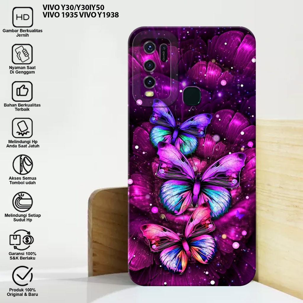 CASE VIVO Y30 Y30I Y50 - Casing Hp Vivo Y30 Y30I Y50 Motif KUPU KUPU - Case Hp Vivo Y30 Y30I Y50 - C