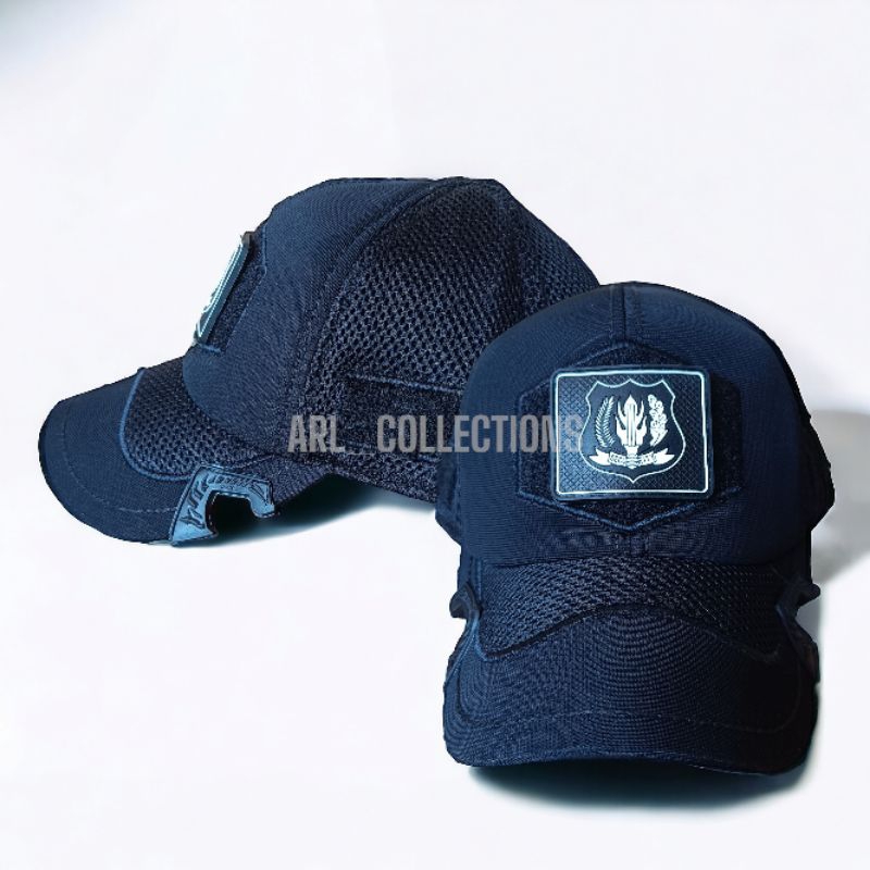 topi tactical coak hitam combinasi plus logo security satpam baseball caps cotton origin