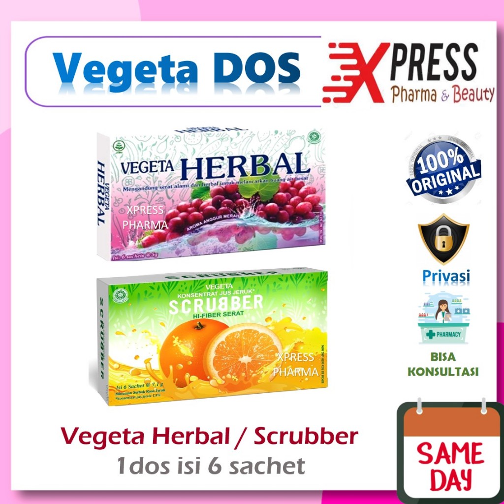 

⚡XPRESS⚡ DOS Vegeta Herbal / Scrubber isi 6 sachet Scruber Orange Obat Diare Dus Box Boks