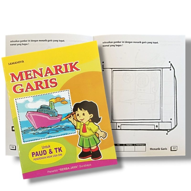 Buku Anak TK PAUD/Belajar Menarik Garis & Menebali Garis/Kertas HVS/SJ