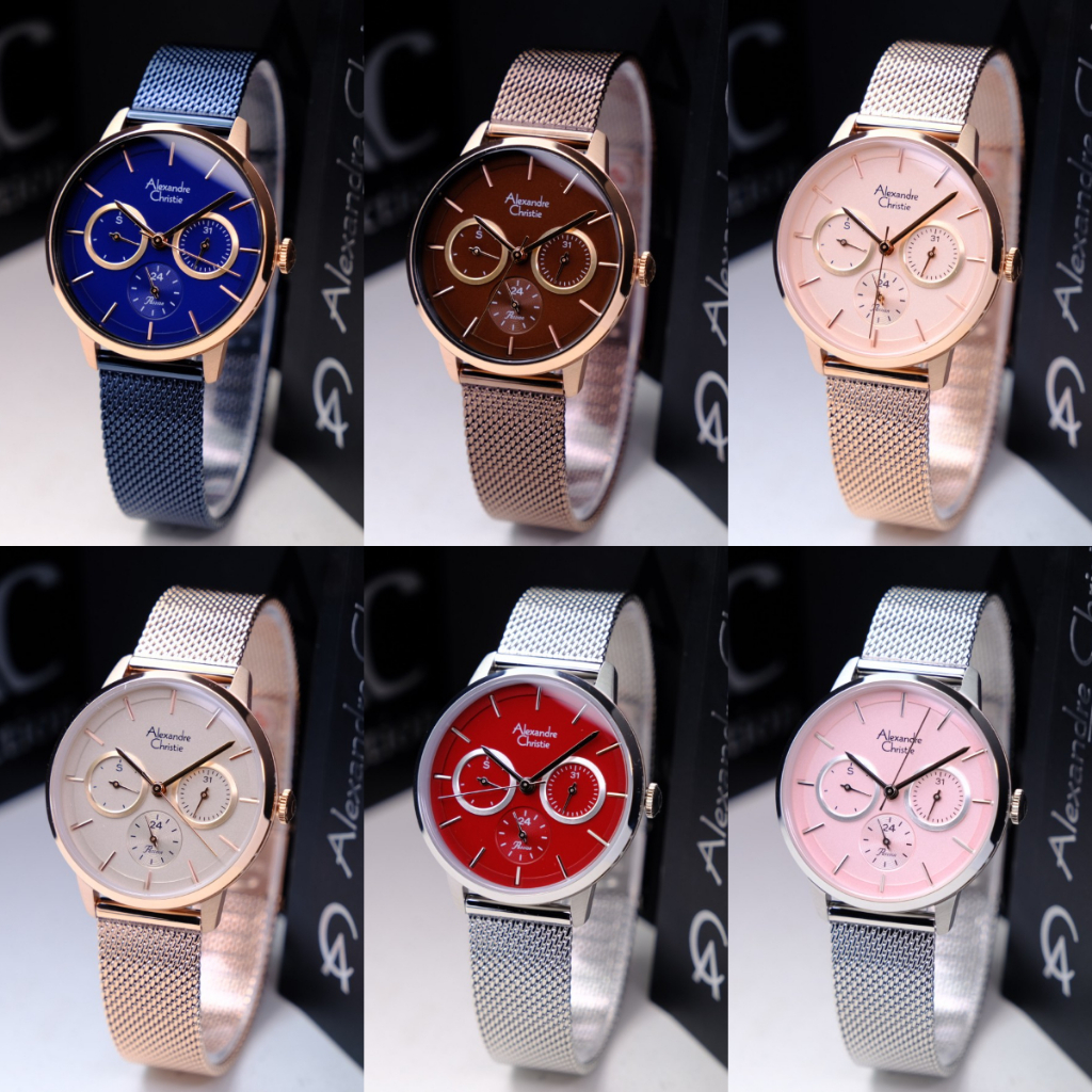 ORIGINAL Jam Tangan Wanita Alexandre Christie AC 2682 / AC2682 Garansi 1 Tahun - Tali Pasir