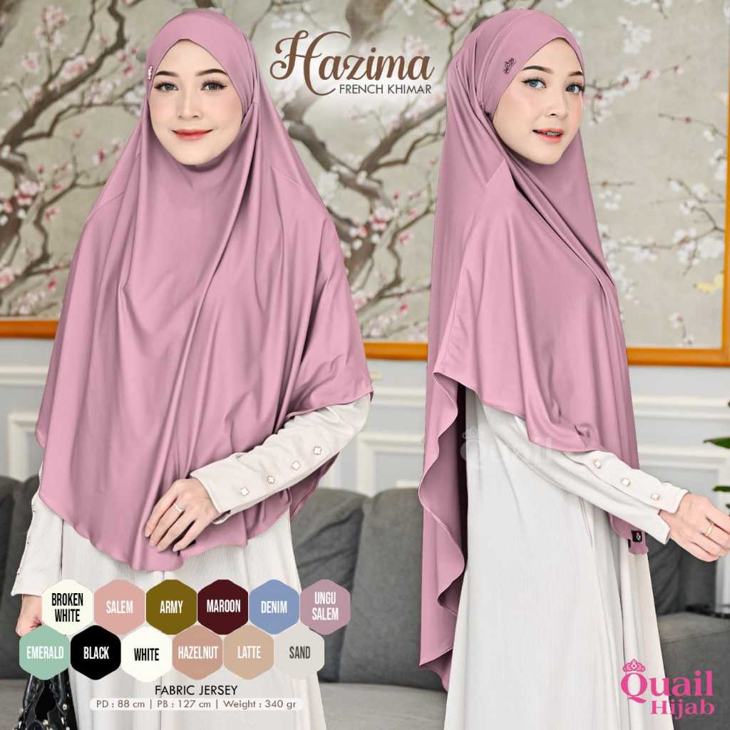 Hazima Frech Khimar Original Quail Hijab Jersey Jilbab 2 in 1 Cadar