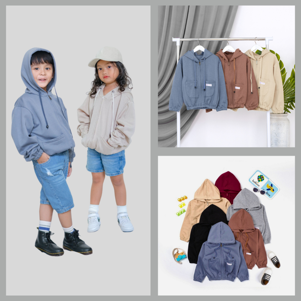 Jaket Hoodie Anak Laki Laki Usia 1 2 3 4 5 6 7 8 9 10 11  Tahun Jacket Sweater Zipper Bayi Perempuan