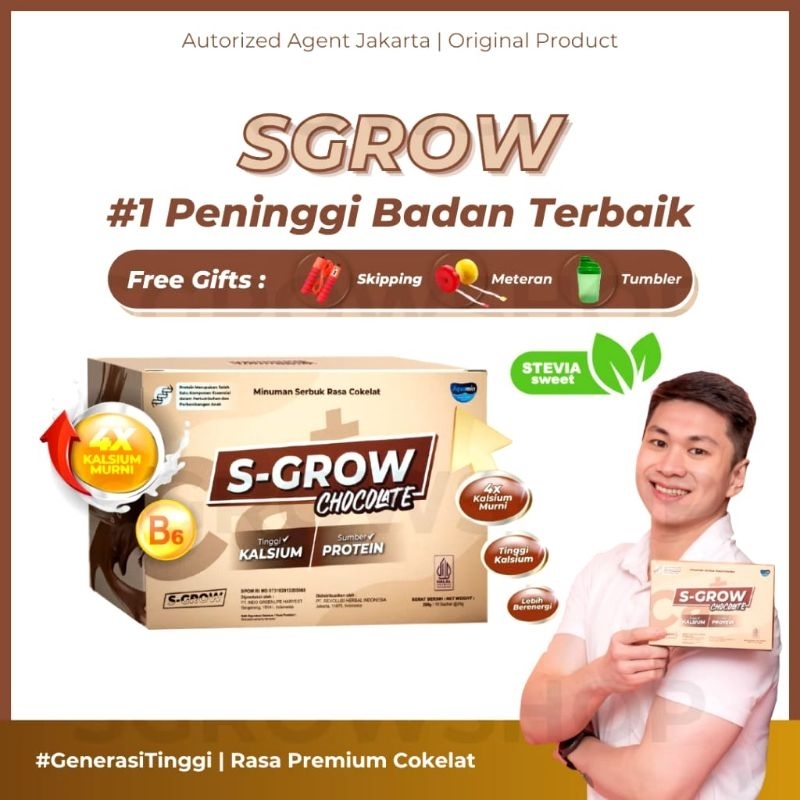 

S-GROW Susu Rasa Cokelat Original - Peninggi Badan 100% Hihg Calcium