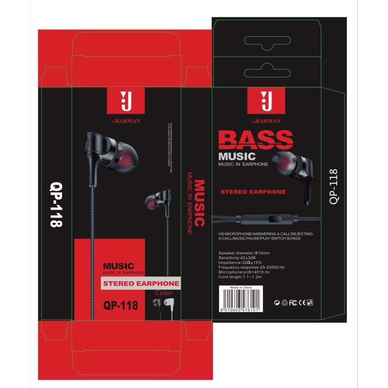 Earphone Qp-118 J Bass music