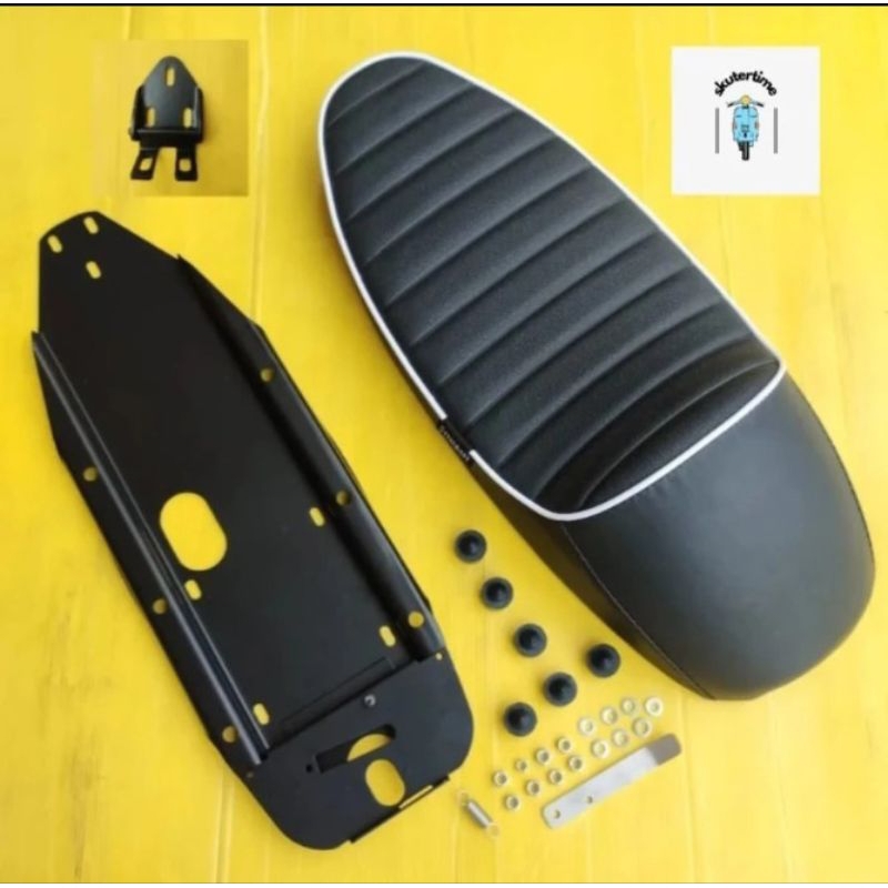 Jok VMC sport lis putih utk Vespa Smallframe Pts Dkk