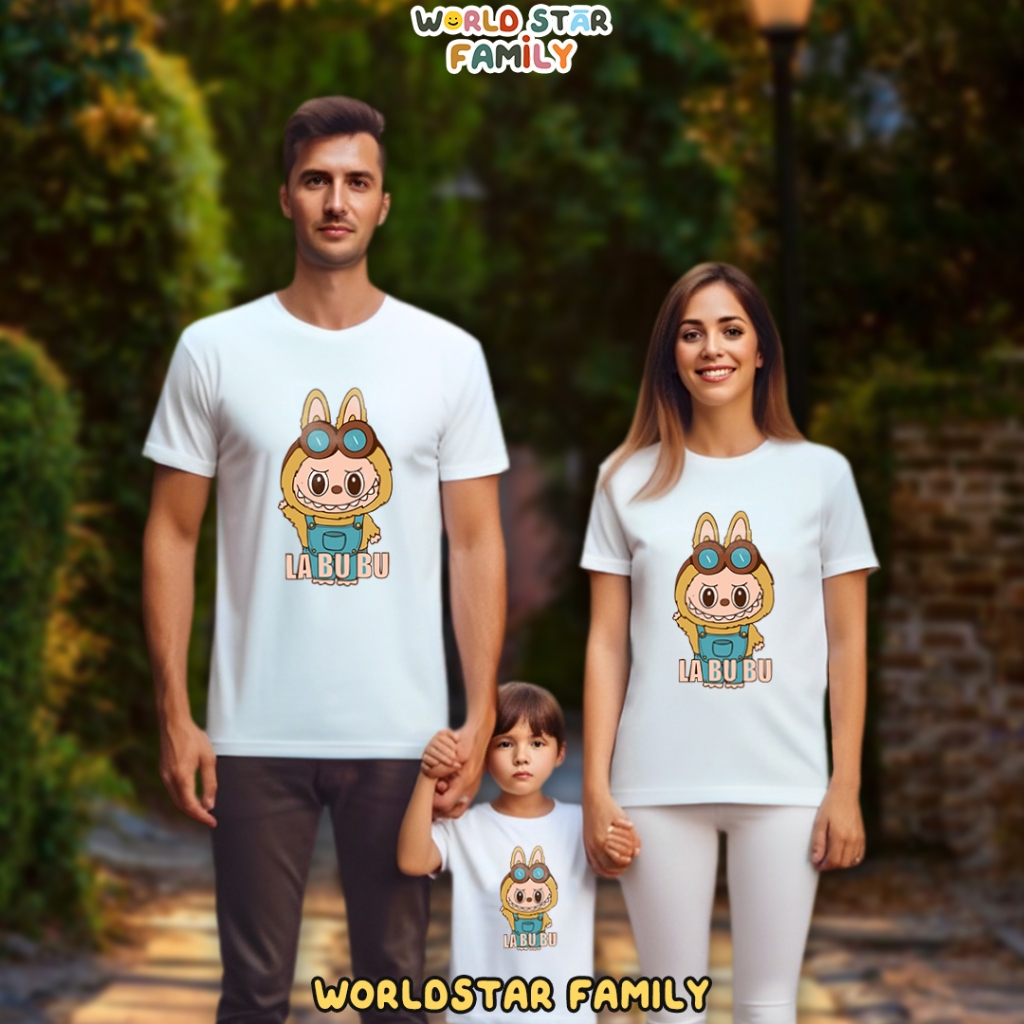 WSF Kaos Couple Keluarga LABUBU Kaos Couple Keluarga Lucu Kaos Pasangan Kaos Keluarga Baju Keluarga 