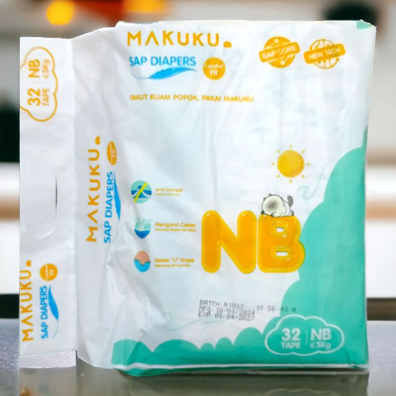 MAKUKU SAP DIAPERS COMFORT FIT SIZE NB (NEW BORN)_PAMPERS POPOK BAYI|POPOK BAYI BARU LAHIR