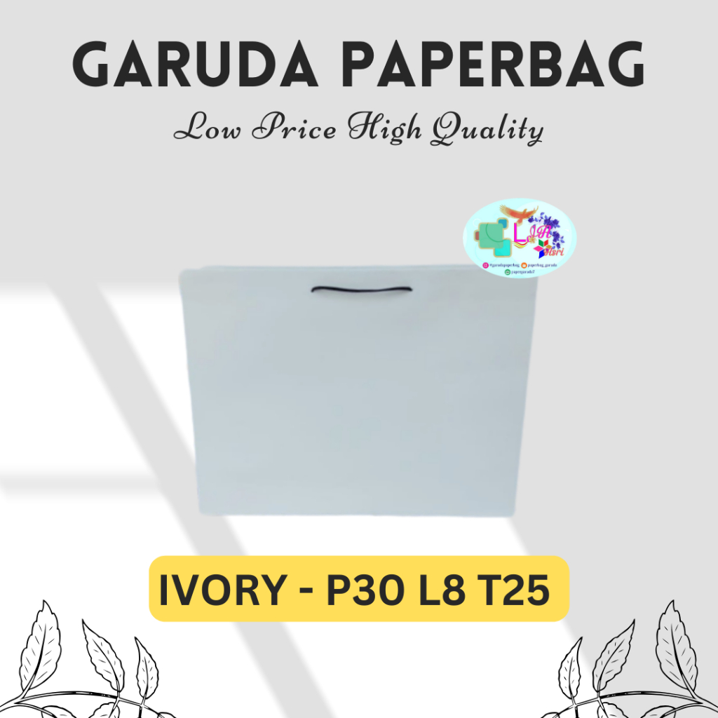 Custom Paper Bag Murah, Paperbag Polos Putih Tanpa Sablon Size 30x8x25cm