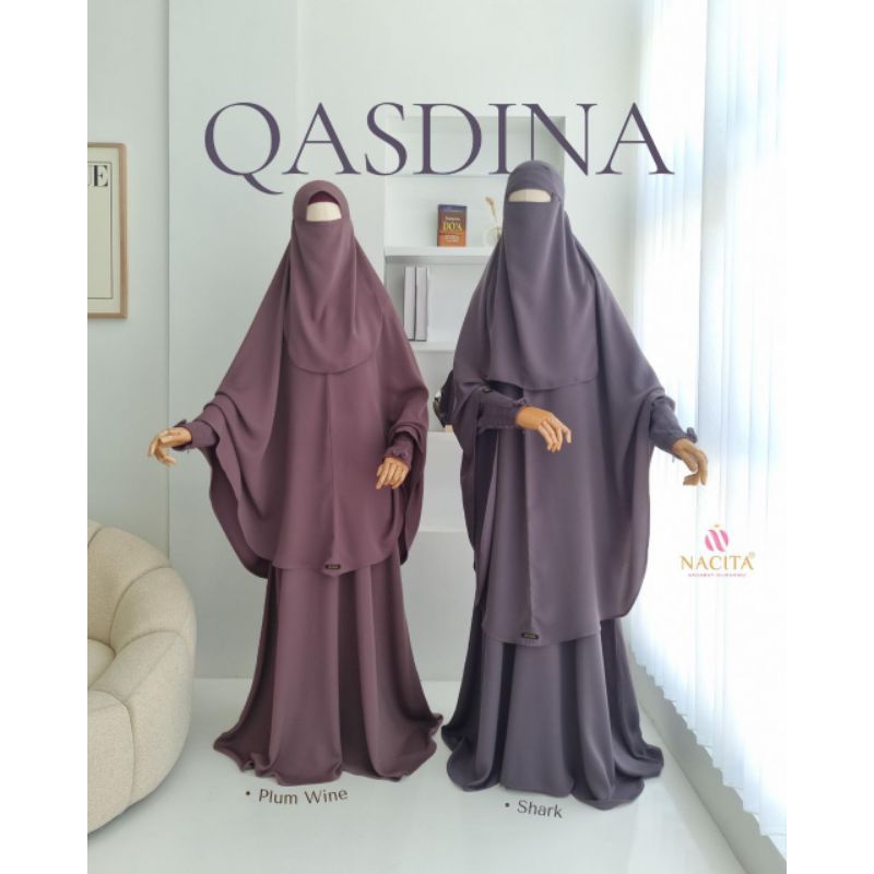 [READY] Nacita_Qasdina Gamis Dress Set Syari Polos Manset Pita Loss | Jilbab Softpad Standar, Nonpad