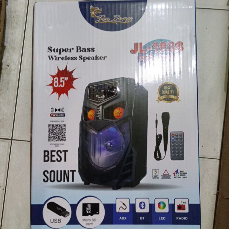 Jin Long Super Bass Wireless Speaker Jl-1938 Matahari "8,5"